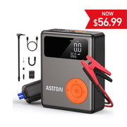 AstroAI Jump Starter with Air Compressor, 1750A Peak, 150PSI Digital Tire Inflator, 13000mAh Portable Power Bank, Orange, MF 139