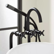 Signature Hardware HL-621T-MB-U Gooseneck Tub Faucet with Hand Shower - Cross Handles - Matte Black