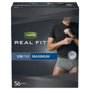 Depend Real Fit Briefs for Men Maximum Absorbency, S/M - 56 Pack