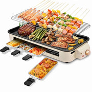 SUSLAS Electric Indoor Grill & Griddle, 1800W Smokeless Design, 4 Removable Nonstick Plates, Adjustable Temperature Control, Dishwasher Safe, Black, DKS-320