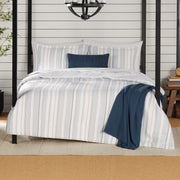 Mainstays Comforter Set, Yarn Dyed Stripe, Blue, Full/Queen, 5-Piece