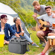 AOWOO Insulated Lunch Box with Ice Pack, 15L Double Deck Leakproof Cooler Bag, Water-Repellent Oxford Polyester, Includes Two Reusable Ice Packs