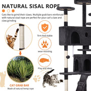 Bestpet CT-MS70-DarkGray 70-in Dark Gray Cat Tree Tower with Scratch Posts House and Funny Toys