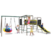 KLOKICK 5-in-1 Heavy Duty Metal Swing Set for Kids Backyard