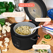 Beautiful Electric Rice Cooker, 14-Cup Capacity, EverGood Ceramic Nonstick Coating, 8 Preset Cooking Modes, Black Sesame, 19858