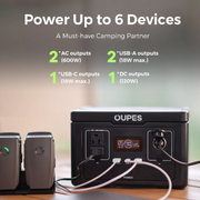 OUPES Exodus 600 Portable Power Station 256Wh Backup LiFePO4 Battery 600W AC Outlet Solar Generator