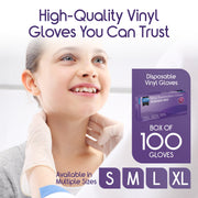Inspire Stretch Vinyl Exam Gloves, Disposable, Latex Free, Powder Free, Medium, Yellow, Pack of 100, INSSVGPF-M