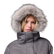 Columbia Suttle Mountain Women's Long Insulated Jacket, Water-Repellent, Omni-Heat Reflective Lining, Sherpa-Lined Hood, City Grey, Large, 179975
