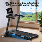 MERACH Folding Treadmill with 2.5HP Motor, 7.5 MPH Speed, 15% Auto Incline, Shock-Absorbing Belt, Black