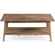 Steve Silver Milani Solid Mango Wood Rectangular Cocktail Table, Chevron Patterned Top, Natural Finish, 47 in, with Bottom Shelf