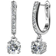 Cate & Chloe CCDE20045ER-SV McKenzie 18k White Gold Dangling Earrings with Swarovski Crystals, Solitaire