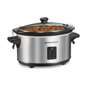 Hamilton Beach 7 Qt Programmable Slow Cooker with Removable Stoneware Crock, Stainless Steel, 3 Heat Settings, 5 Time Options, 33676