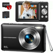ACTITOP FHD 1080P Digital Camera with 32GB Card 16X Digital Zoom Black (44MP)