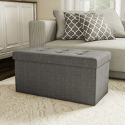 Lavish Home 262112SXQ 30-inch Tufted Footrest Folding Storage Ottoman with Removable Bin Gray