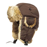 Crown Cap 2-96355 Taslan Aviator Winter Hat with Rabbit Trim, Brown, Large, Multi-Ply Wind-Resistant Crown, 2-96355