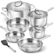 Koch Systeme CS Cookware Set, 10-Piece Stainless Steel, Induction Compatible, Oven Safe, Dishwasher Safe, Silver