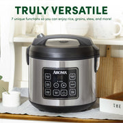 Aroma ARC-5100SBC  20-Cup Digital Rice Cooker & Food Steamer with Bonded Granite Nonstick Ceramic Surface, Sensor Logic Technology, Slow Cook, Flash Rice, Adjustable 15-Hour Delay Timer