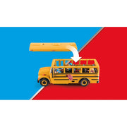 Playmobil City Life School Bus, 46-Piece Playset with Flashing Lights, Stop Sign, Removable Roof, 4 Figures, Accessories, Yellow
