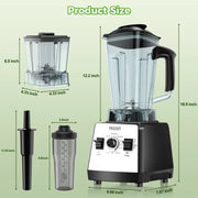 PRASKY Countertop Blender, 2-in-1 Professional, 68oz BPA-Free Jar, 1000W Motor, 6 Speeds with Pulse Control, Stainless Steel 6-Leaf Blades, Includes 25oz To-Go Cup, White