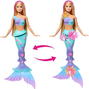 Barbie JDM72 Flower Magic Mermaid Doll with Blooming Flowers Feature, Pearl Headband, Ombre Tail, Blonde Hair with Pink Highlights