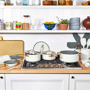 Beautiful 21-Piece Ceramic Nonstick Cookware Set with EverGood Ceramic Coating, White Icing