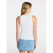 No Boundaries Ribbed High Neck Tank Top, Vivid White, M