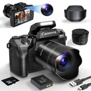 XLURC W05-1-8K Digital Camera for Photography 8K Vlogging Camera for Youtube Dual-Lens 16X, Blsck