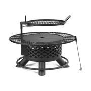 Mainstays 40-Inch Wood Burning Ranch Fire Pit with Removable Stainless Steel Cooking Grate, Protective Mesh Lid, Black Steel Construction MS3542297916014
