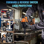 SPBTAR Cordless Impact Wrench Kit, 1200Nm High Torque Brushless Motor, 21V with Dual 4.0Ah Batteries, Charger, LED Work Light, 5 Sockets Set