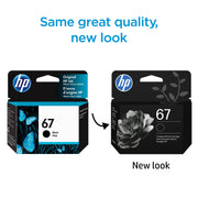 HP 67 Black Original Ink Cartridge, Laser-Quality Black Text, Approx 120 Pages, Compatible with HP ENVY and DeskJet Printers