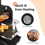 Costway OP70813 Outdoor Pizza Oven Wood Fire Pizza Maker Grill w/ Pizza Stone & Waterproof Cover