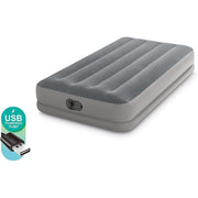 Intex 64112E Dura-Beam Standard Series Prestige Mid-Rise Airbed with Fastfill USB Powered Internal Air Pump, Twin Grey