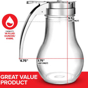 14 Oz Glass Syrup Dispenser, No Drip Glass Syrup Bottle for Maple Syrup, Honey Dispenser, Pancake M
