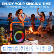 Kivdit Karaoke Machine for Kids and Adults,Portable Home Karaoke System with 2 Wireless Microphones,Bluetooth Speaker Singing Machine with RGB Lights for Party