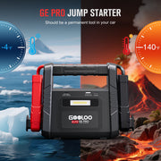 Gooloo JS-237 GE PRO 6250A Jump Starter, 24000mAh Lithium Polymer Battery, 12V Gas and 12L Diesel Engines, Built-in Clamps and Handle, 400-Lumen LED Flashlight, Dual USB Charging Ports