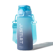JUSTLET 24oz Motivational Sports Water Bottle with Time Marker, Leakproof Design, Sky Blue