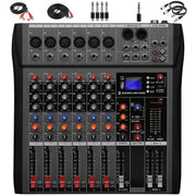 UNIFULL Audio Mixer 6 Channel Console Sound Board with 16 Digital Effects, Bluetooth Wireless Playback, USB MP3 Player, Balanced XLR and TRS Outputs, CT-60S