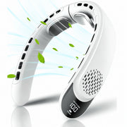 Absoke Portable Neck Fan, Bladeless Hands-Free Personal Cooling Fan, 360 Airflow, 3 Speeds, Rechargeable 4000mAh Battery, White