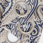 Curtainking GMVNSBLKP2-5063C02 Damask Printed Curtains, W52 x L63 Blue on Greyish Beige