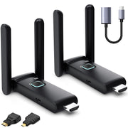 CHOCHI 4K Wireless HDMI Extender, Transmitter and Receiver, Plug and Play, 2.4GHz and 5GHz Support, Portable with Mini HDMI Adapters and USB-C to HDMI Cable