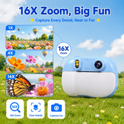 Topvision Kids Print Camera Instant Digital Camera with Built-In Printer, 1080P Video, 12MP Photos, 32GB Storage, Blue