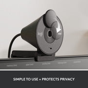 Logitech Brio 305 1080p HD Webcam with Privacy Shutter, USB-C, Graphite