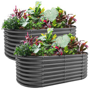 Land Guard Raised Garden Bed, Galvanized Steel, Oval, Rust Resistant, 8x4x2 ft, 2 Pack