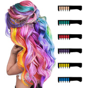 DAKIMOE VM-RFS-1 Hair Chalk Comb Temporary Bright Hair Color Dye for Girls Kids, Set 3 (6 Color)