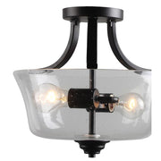 Minka Lavery Shyloh 2-Light Semi-Flush Mount Ceiling Light Fixture, Coal Black, Dimmable, 13.25-in Diameter x 11.75-in Height, 4922-66A
