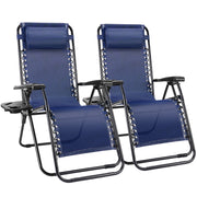 Edx Zero Gravity Outdoor Lounge Chair, Adjustable Recline, Waterproof Fabric, Foldable, Blue, 2-Pack