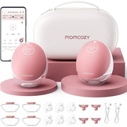 Momcozy M9 Hands Free Mobile Flow Double Breast Pump, App-Controlled Customizable Modes, 150ml Capacity, Cozy Red, Includes Storage Handbag