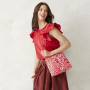 Vera Bradley Premium Cotton Original Hipster Crossbody Bag, Paisley Key, Red, One Size, Adjustable Strap, 50255-20574