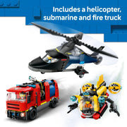 LEGO City Helicopter Fire Truck Submarine Remix Building Set 874 Pieces 6526303