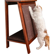 RefinedKind Pet Products A-Frame Cat Bed with Mahogany Finish Plush Cushion and Sisal Scratch Pad
